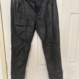 Banana Republic Black Waxed Cotton Skinny Fit Ankle Pants